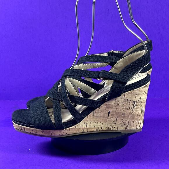 LifeStride Indigo Black Women's Strappy Wedge Sandals Shoe‎ Size 8-NEW - Picture 3 of 8